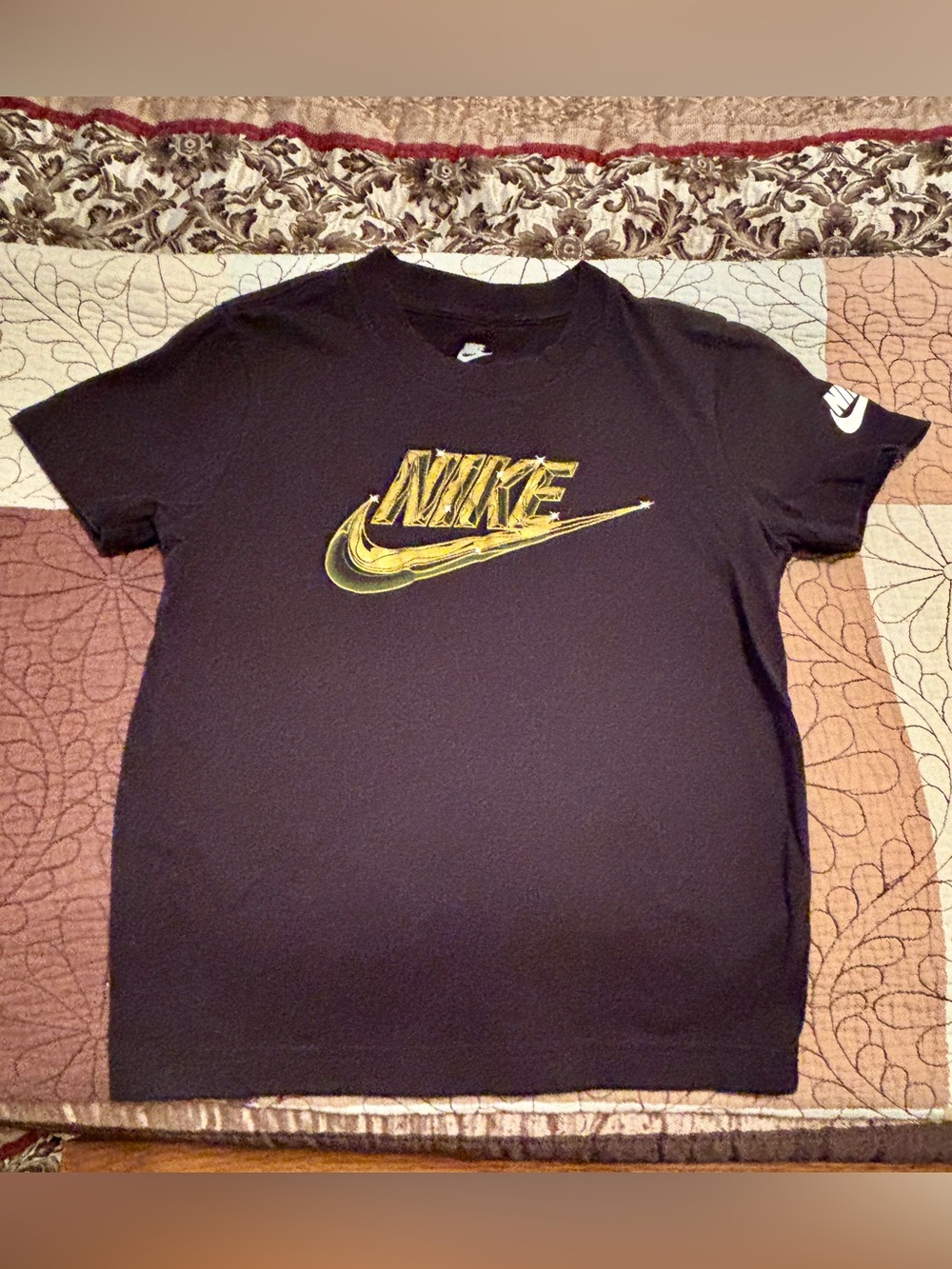 Nike Boys Black T-Shirt with Gold Logo